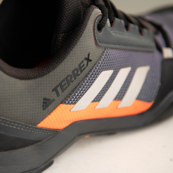Adidas Terrex AX3 Mens 12 Hiking Trail Running Shoes Dark Grey Orange GorpCore - Picture 8 of 9